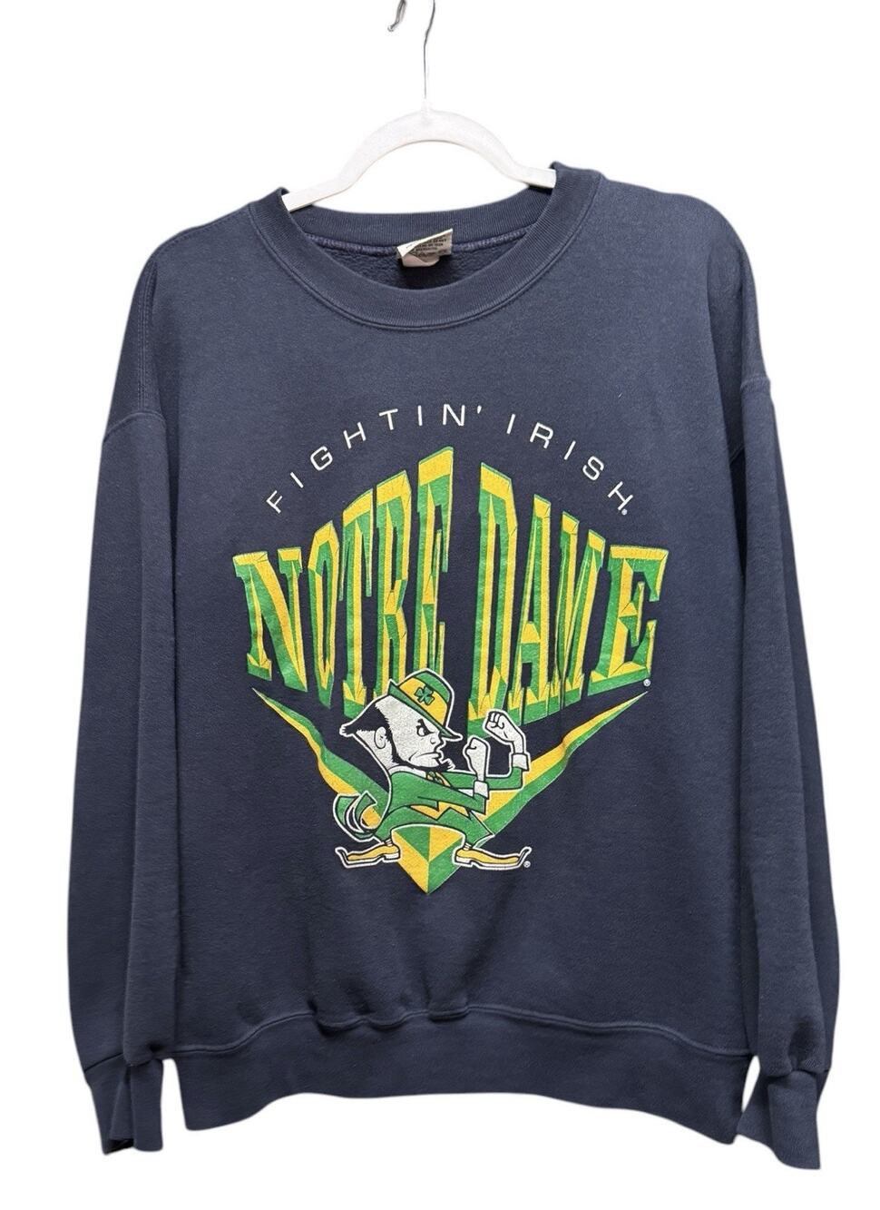 Vintage 90s Notre Dame Fighting Irish Nutmeg Size Large Sweatshirt USA Made NCAA